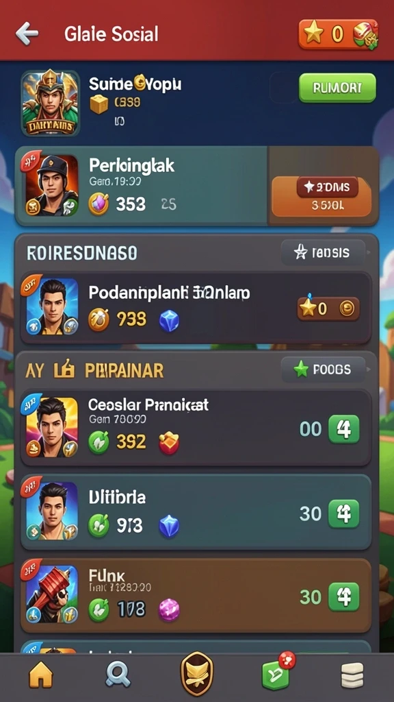 Fitur interaksi sosial dengan pemain lain.